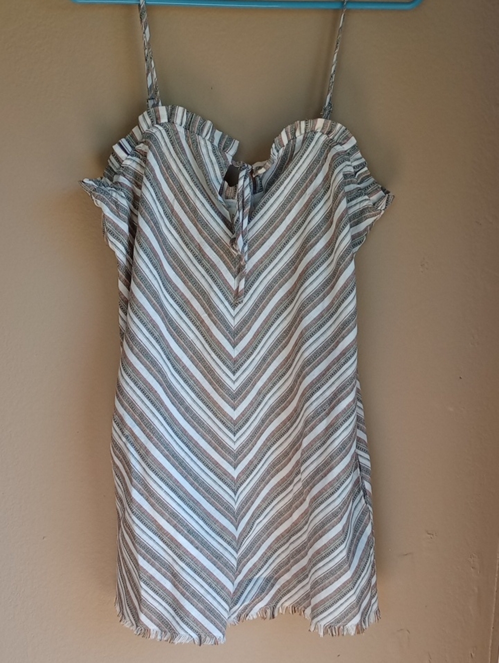 Fantastic Fawn Striped Linen Blend Beachy Romper Size M